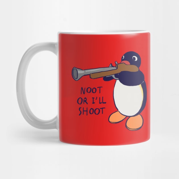 penguin with gun meme / pingu noot or i'll shoot by mudwizard